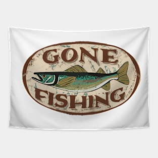 Gone Fishing Distressed Wall Mount Design Tapestry