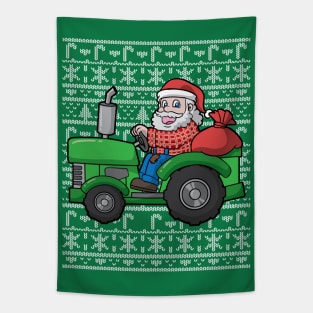 Santa Clause Farmer Tractor Tapestry