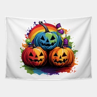 A Splash of Fall Pumpkin Rainbow Tapestry