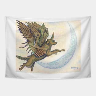 Winged Steampunk Wolf Tapestry