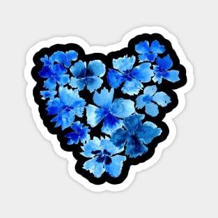 Heart Shaped Blue Flowers Magnet
