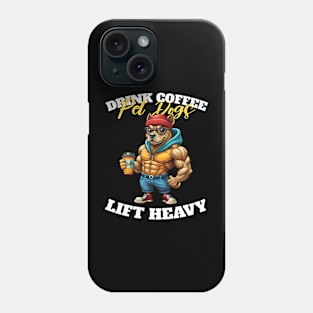 drink coffee pet dogs lift heavy Phone Case