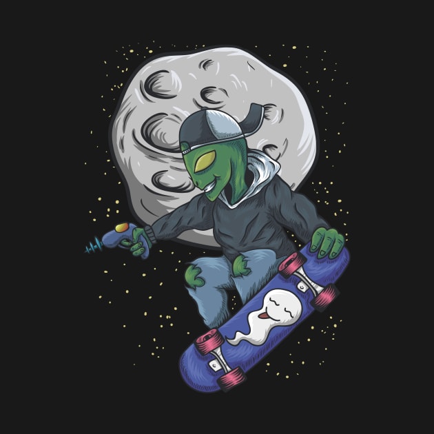 Alien Skateboard in Space by Ken Adams Store