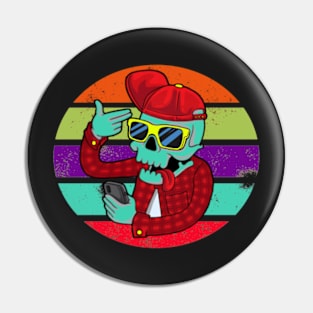 funny-skull-gangster-selfie - Design Pin