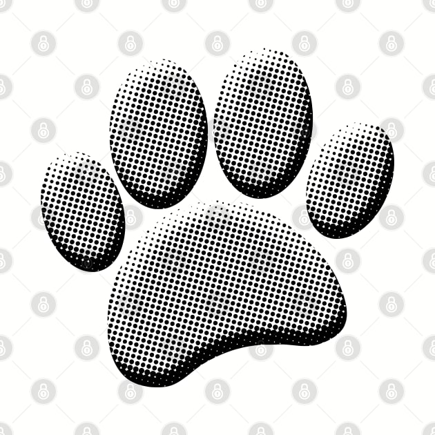 Newsprint Halftones Cartoon Dog Paw Prints by Braznyc