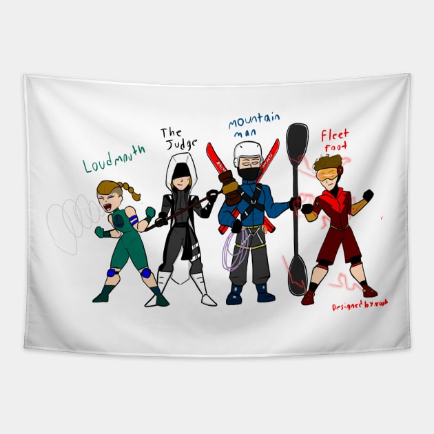 superhero family Tapestry by Noah Wilson designs.