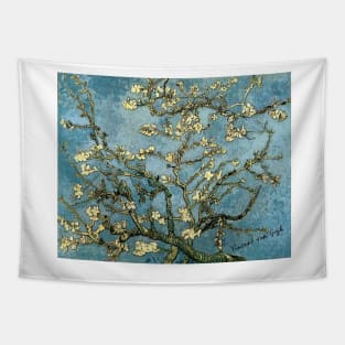 Van Gogh's Blossoming Almond Tree Grunge Tapestry