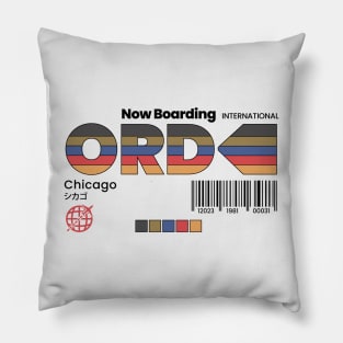 Vintage Chicago ORD Airport Label Retro Travel Illinois Pillow