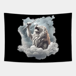 Lion With A Trumpet In the Clouds Tapestry