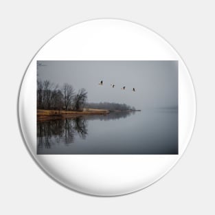 Canadian Geese In Flight Pin