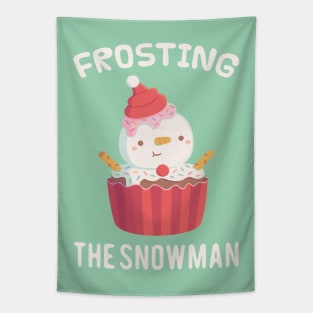 Funny Frosting the Snowman Cupcake Tapestry