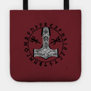 Thor's hammer , Viking runes. Tote