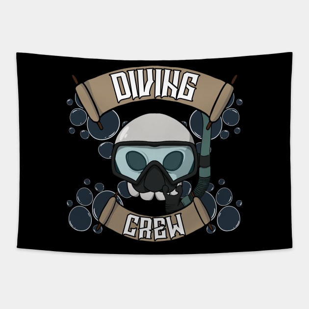 Diving crew Jolly Roger pirate flag Tapestry by RampArt