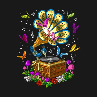 Psychedelic Peacock Gramophone T-Shirt