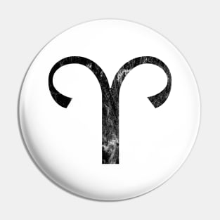 Aries Zodiac Horoscope in Distressed Black Design Pin