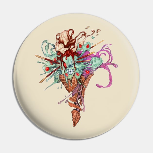 Imploding Ice Cream Cone Pin by KikoeART