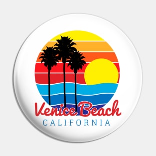 Venice Beach California Summer Tropical Sunset Pin