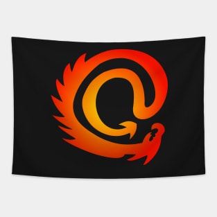 Fiery Flaming Hot Warm Fire Engine Red And Yellow Vignette @ At Sign Symbol Cyber Dragon Design Tapestry