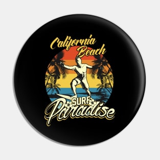 California Beach Surfing Pin