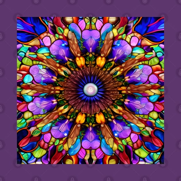 Crystalline Stained Glass Flower Mandala by Chance Two Designs