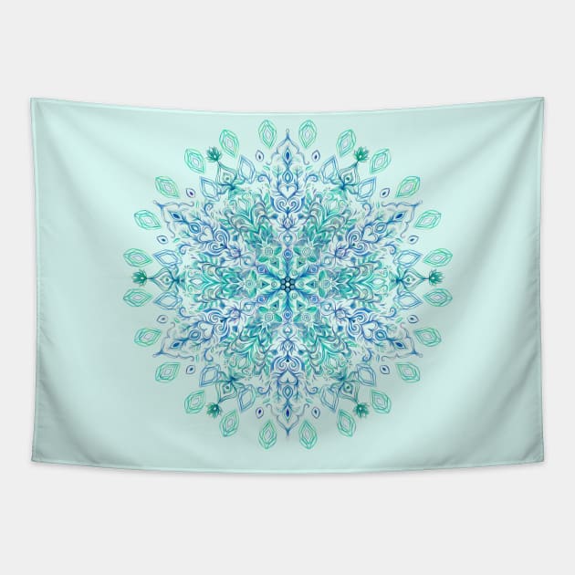 Peppermint Snowflake on Cream Tapestry by micklyn