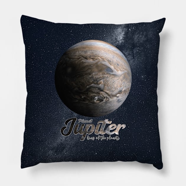 Planet Jupiter: King of the Planets V02 Pillow by Da Vinci Feather