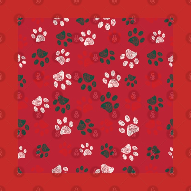 Christmas paw prints seamless by GULSENGUNEL