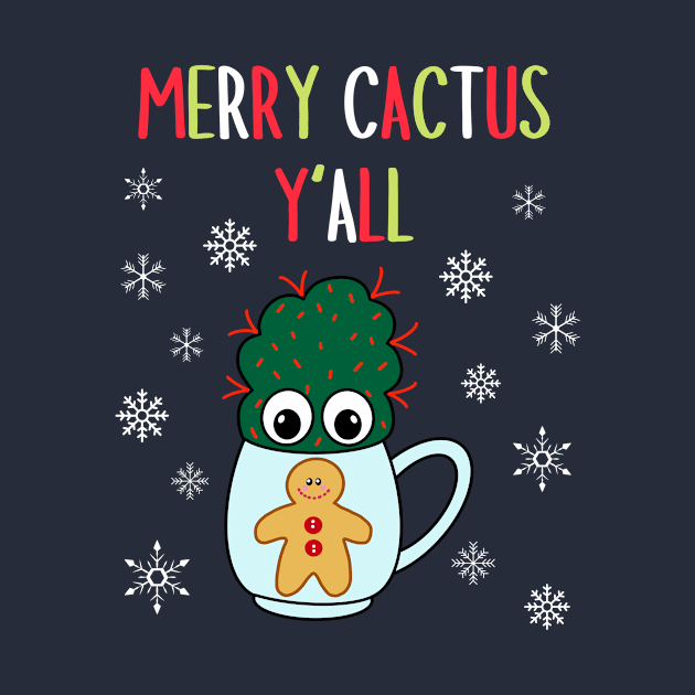 Merry Cactus Y'all - Small Cactus With Red Spikes In Christmas Mug by DreamCactus