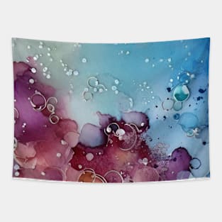 Pink and blue abstract art Tapestry