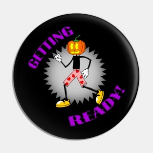 Funny Pumpkin Halloween Retro Rubberhose Cartoon Pin