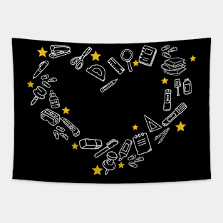 Black and White School Life Tapestry