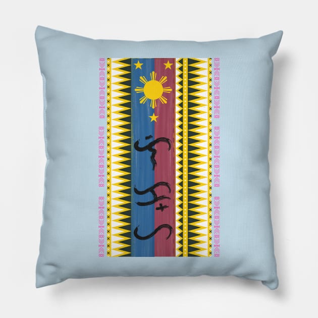 Baybayin word Likha (Creation) Pillow by Pirma Pinas