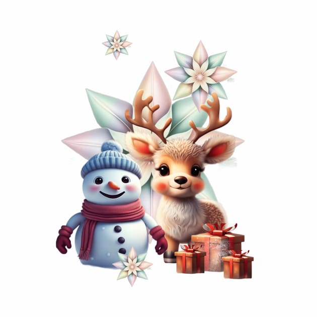 So sweet this little reindeer with the friend the snowman. by Nicky2342