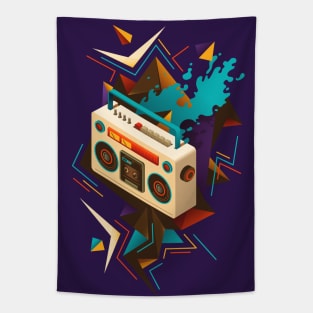 Kick Out The Jams Retro 80s Boombox Splash Tapestry