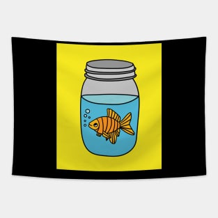 Cute Goldfish Fish In The Aquarium Tapestry