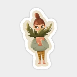 Girl with a plant Magnet