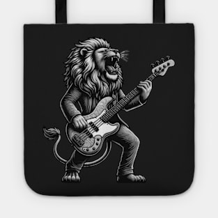 Lion Groove King: Roaring Bass [Gray Scale] Tote