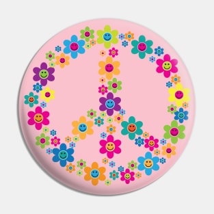 Peace Sign Flowers Pin