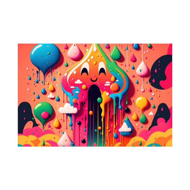 Psychedelic Paint Drip Rainbow Rain Clouds 1.2 by JensenArtCo