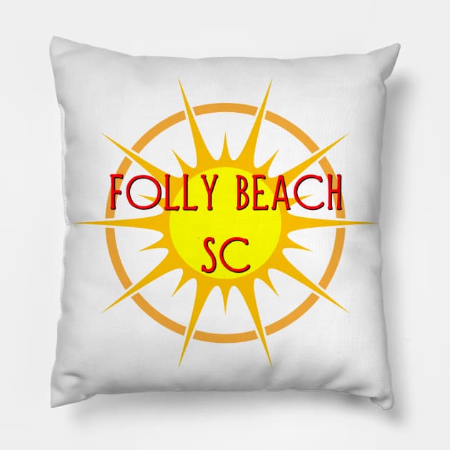 Folly Beach, South Carolina Pillow by Naves