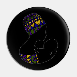 African Mom, Afro Woman with Baby, Black Pride, Mama Africa Pin