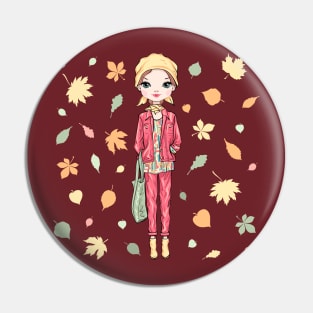 Copy of Girl in autumn clothes Pin