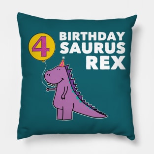 Purple Birthday Saurus Rex 4th Birthday Dinosaur Pillow