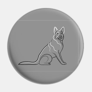 German Shepherd Dog Line Drawing Pin