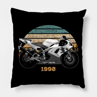1998 Yamaha YZF-R1 Vintage Motorcycle Design Pillow