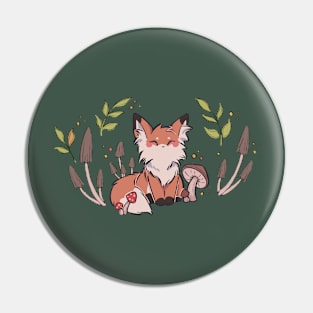 Autumn Mushroom Fox Pin