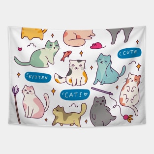 Funny Cute Cat Sticker Pack for cat lover Tapestry