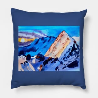 Mountain travel illustration in watercolours Pillow