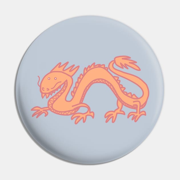 Dragon in Peach Fuzz Pantone Color of the Year 2024 Pin by ellenhenryart