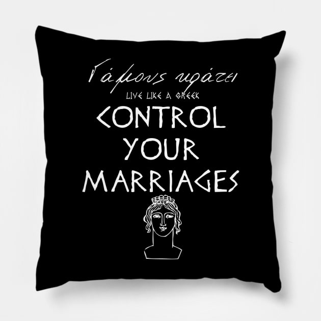 Control your marriages and live like a greek ,apparel hoodie sticker coffee mug t-shirt gift for everyone Pillow by district28